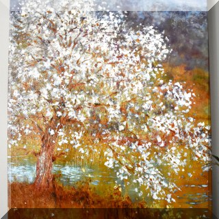 A11. Canvas print of tree in blossom. 23”h x 20”w - $38